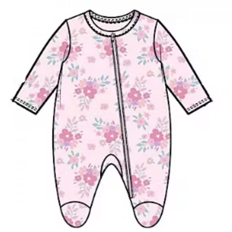 Girls' Cotton Sleep & Play Bodysuits,​ Pink