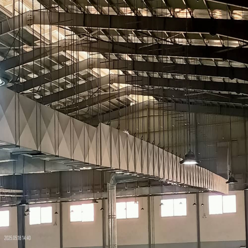 Industrial Facility Roof with Suspended Ventilation and Lighting System