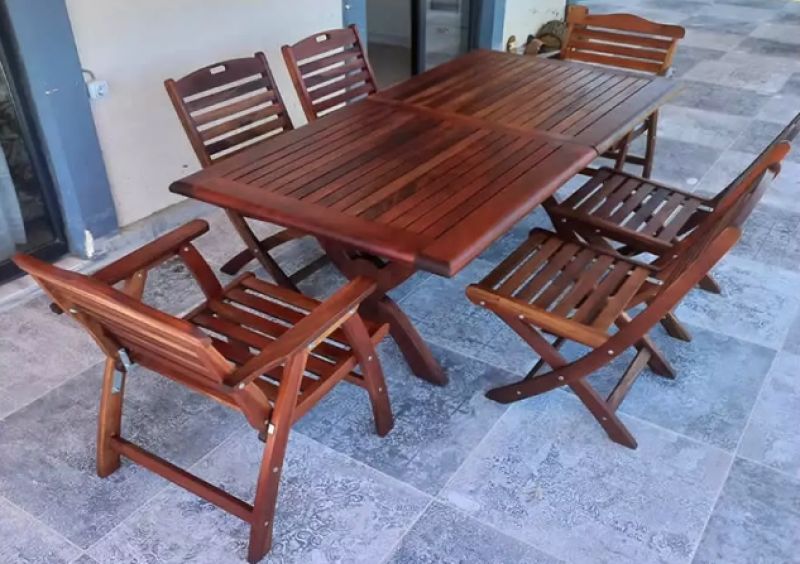 Troya Garden Maun Ahşap 6 Kişilik Masa Takımı